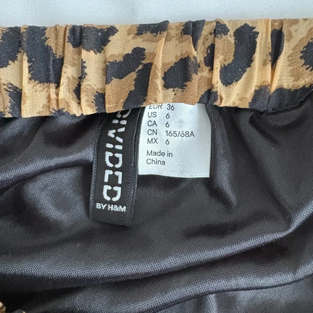 Divided by H&M High Low Leopard Print Flowy Elastic Band Boho Rocker Edgy Chic 6
